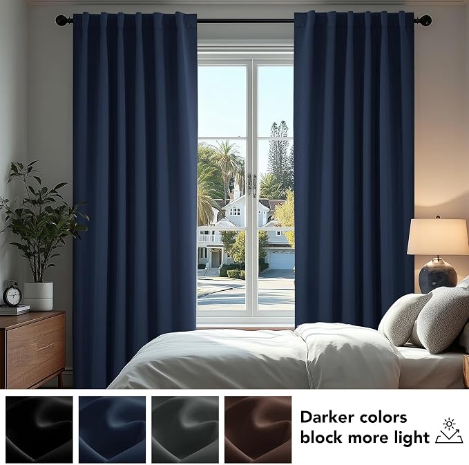 Deconovo Blackout Curtains, Thermal Insulated, W38 x L84 2 Panels, Back Tab - Image 4