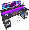 ODK 55 Inches Gaming Desk with LED Lights, Computer Desk with Monitor Stand, Pc Table with CPU Stand, Black