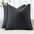MIULEE Decorative Linen Euro Sham Pillow Covers 22x22 Inch Dark Gray Boho by MIULEE