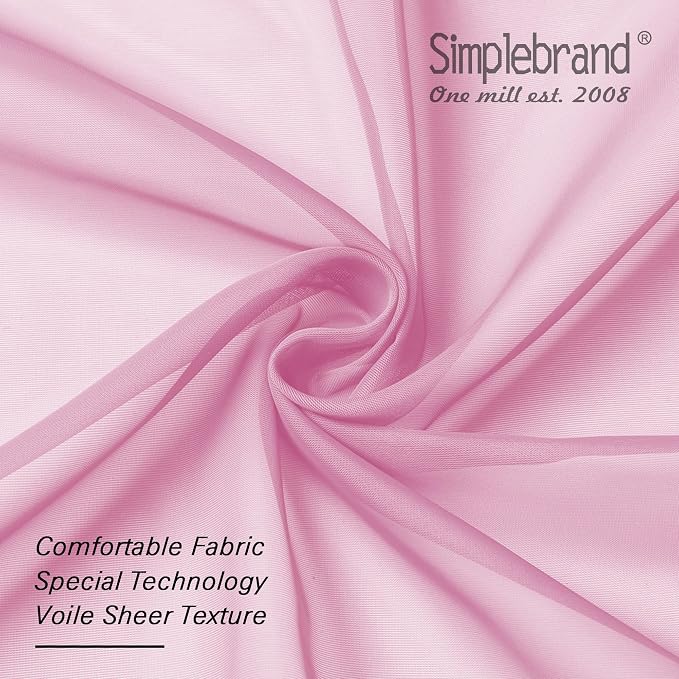 Simplebrand Pink Short Sheer Curtains 45 Inch Length - Image 4