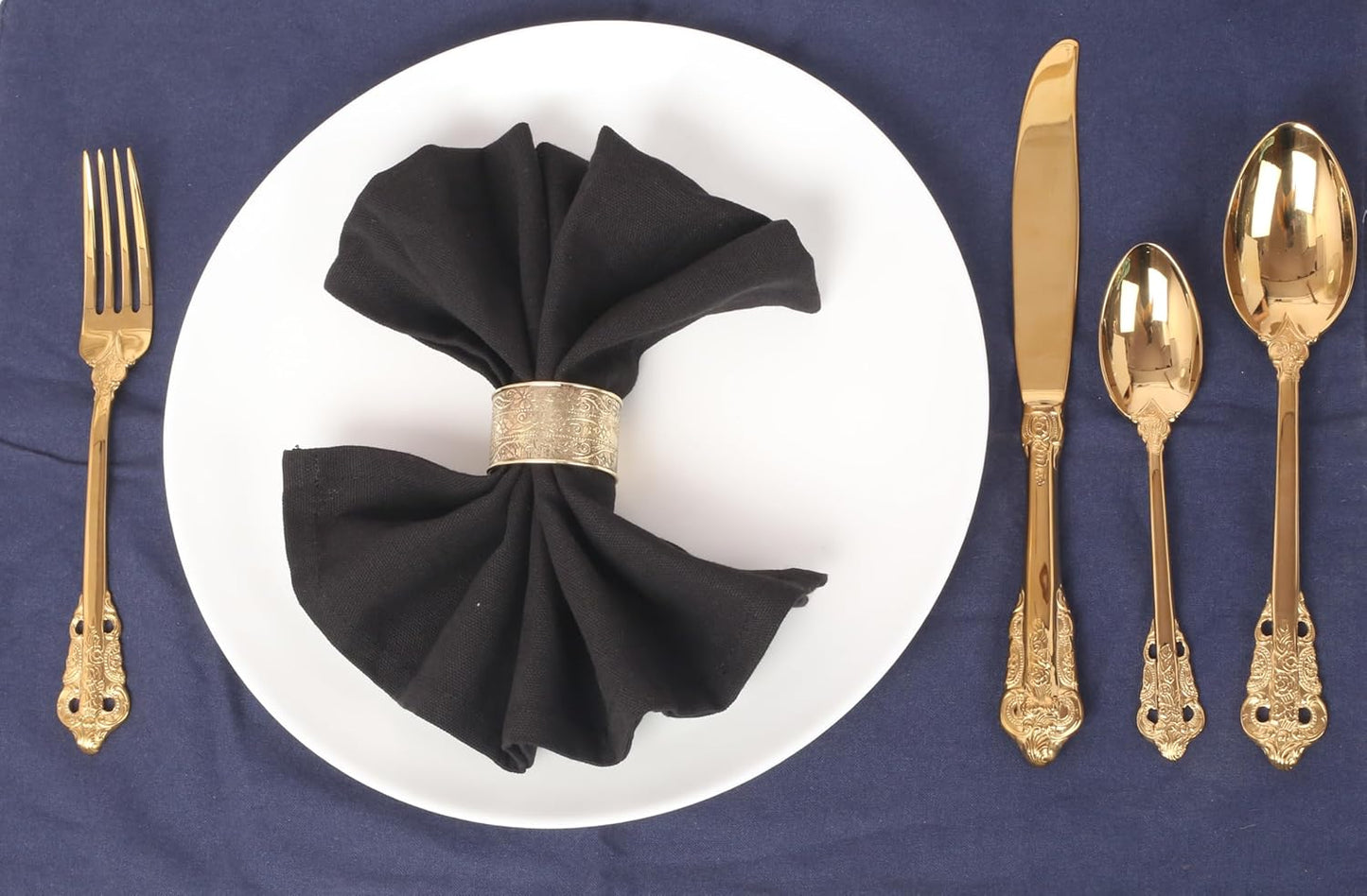 Gorgeous Beautifully Handcrafted Floral Large Size Gold Color Party Dining Table Napkin Holders (Set of 12)