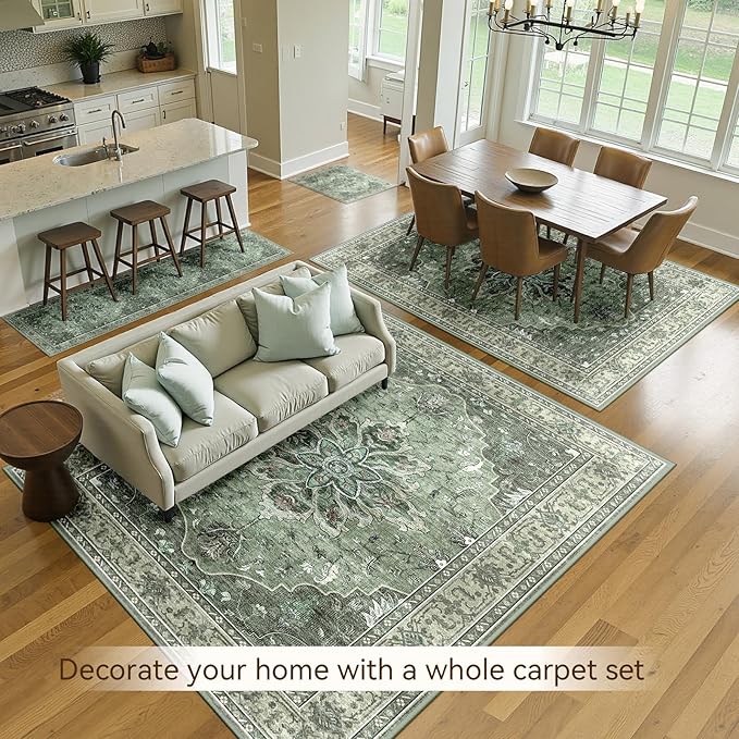RELEANY Area Rugs 5'x7' Washable Non-Slip, Floral Vintage Distress Print - Image 4