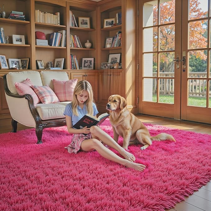 Area Rugs 9x12 Living Room, Shaggy Carpet Soft Plush Furry Bedside Rug Large - Image 4