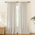 RYB HOME 108 inches Long Farmhouse Boho Curtains, Semi Sheer Thick Linen Light by RYBHOME