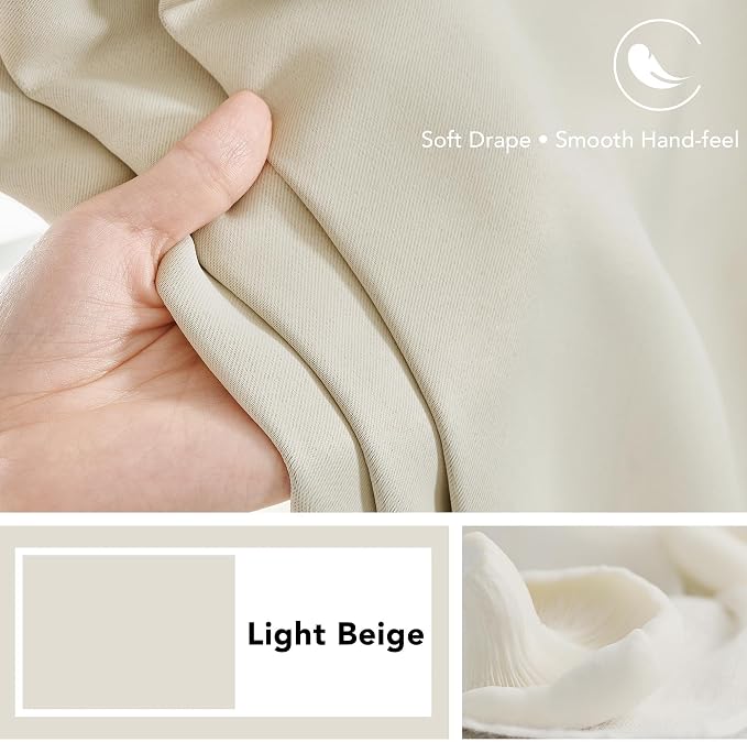 Deconovo Blackout Curtains, Thermal Insulated, W70 x L84 2 Panels, Back Tab - Image 7