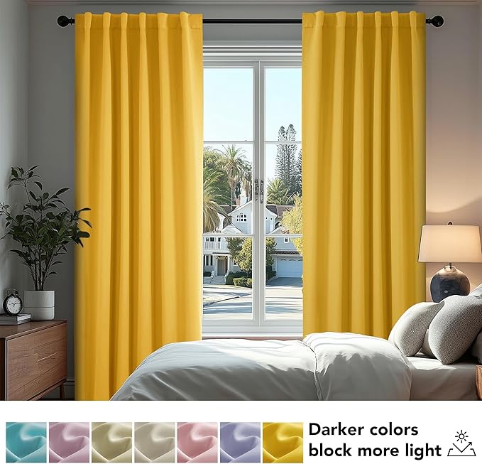Deconovo Blackout Curtains, Thermal Insulated, W52 x L63 2 Panels, Back Tab - Image 4