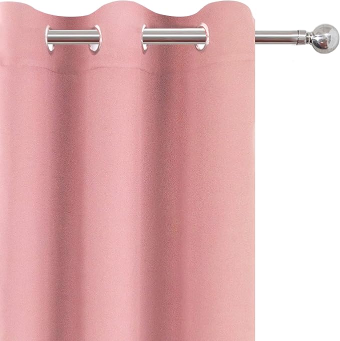 LEMOMO Pink Blackout Curtains 34 x 84 Inch Length/Set of 2 Curtain - Image 8