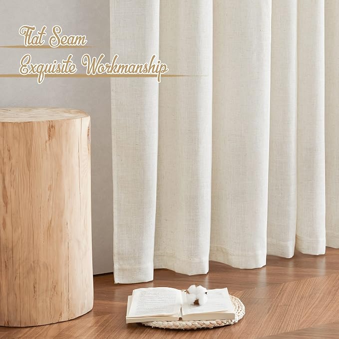 NICETOWN Linen Blend Living Room Curtains 84 inches Long, Rod Pocket & Back Tab - Image 7