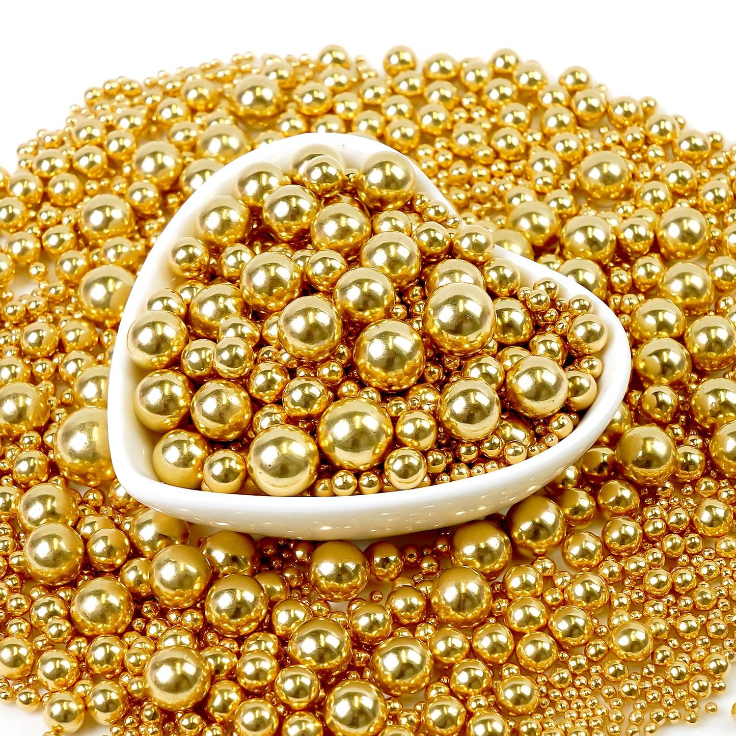 Gold Pearl Sprinkles, Edible Sugar Pearl, Bright Sprinkles 180g/6.35oz, Gold Pearls for Cake Decorating, Edible Cake Decorations, Cupake Toppers, Wedding Party Supplies