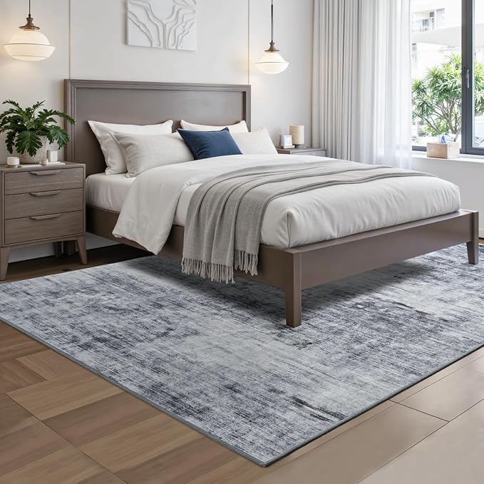 Toneed Abstract Area Rug Modern Washable Rug Soft Non Slip Rug Low Pile - Image 4