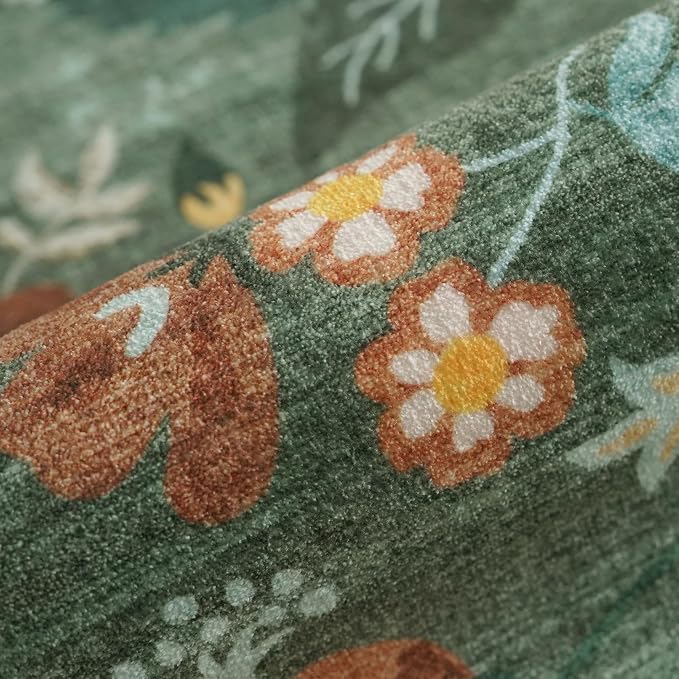 Washable Floral 2x3 Area Rug: Indoor Soft Scalloped Carpet - Image 5