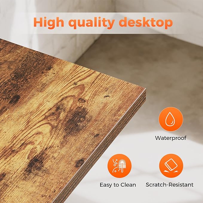 Rolling Computer Desk with Wheels, Gaming Desk for Small Spaces, Modern Simple Style Table for Home Office, Study Writing Table (Caster, Rustic Brown, 48 inch)