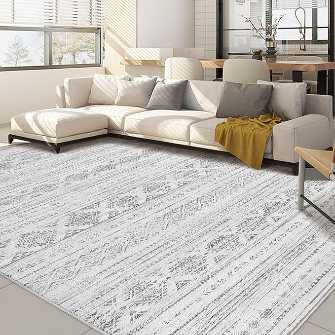 Nakagishi 9x12 Area Rug Living Room: Washable Boho Large Neutral Soft Farmhouse by NakagishiAreaRug