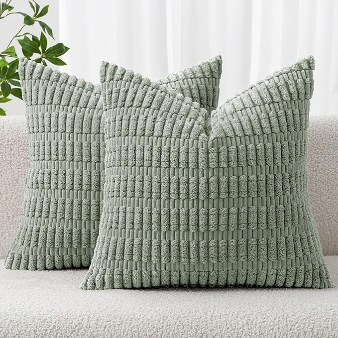 MIULEE Pack of 2 Spring Corduroy Decorative Throw Pillow Covers 16x16 Inch Soft by MIULEE