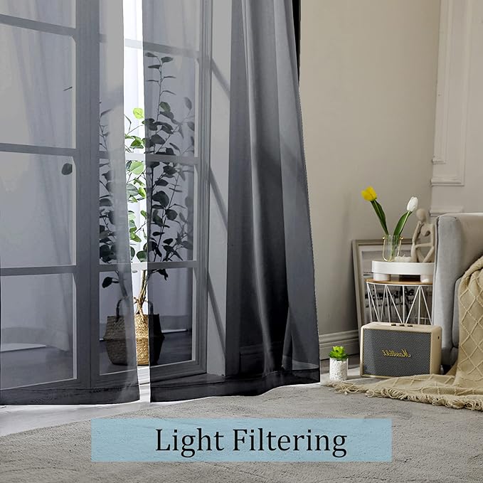 OWENIE Black Sheer Curtains 144 inch Extra Long, Elegant and Airy Drapes - Image 4
