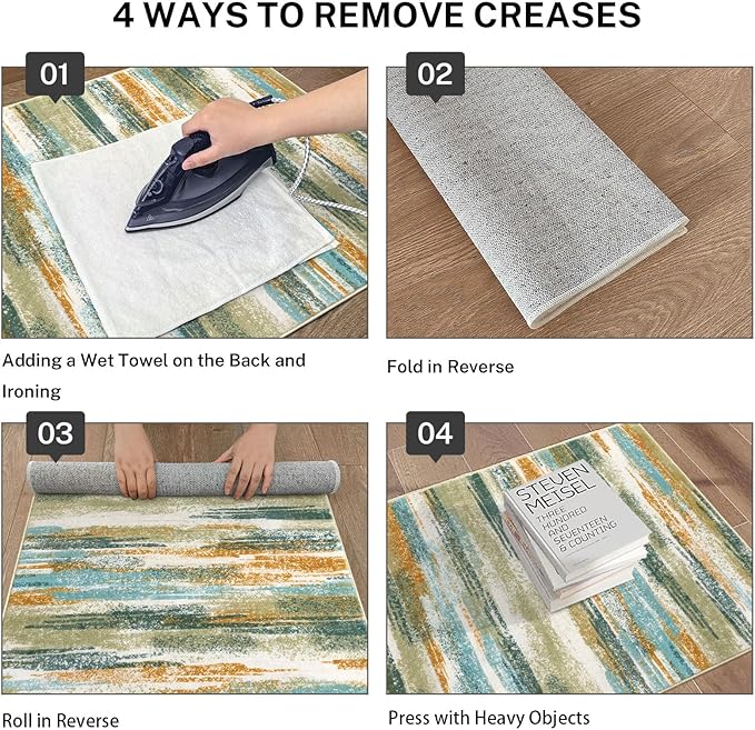 Lansny Modern Abstract Small Area Rug Indoor 3x5 Washable Rug Non-Slip Soft - Image 4