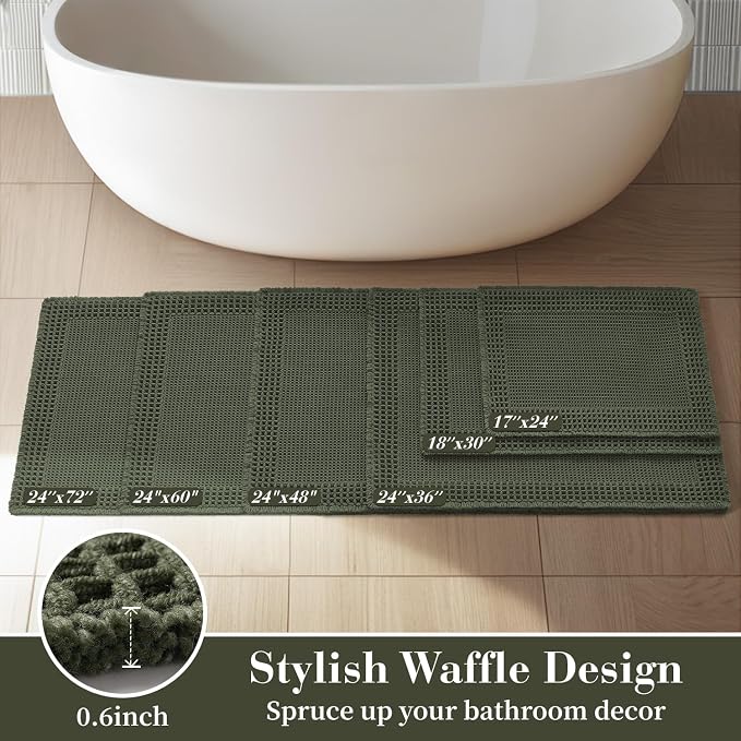 RESARE Christmas Waffle Bathroom Runner Rugs, Super Absorbent Bath Mat Non Slip - Image 5