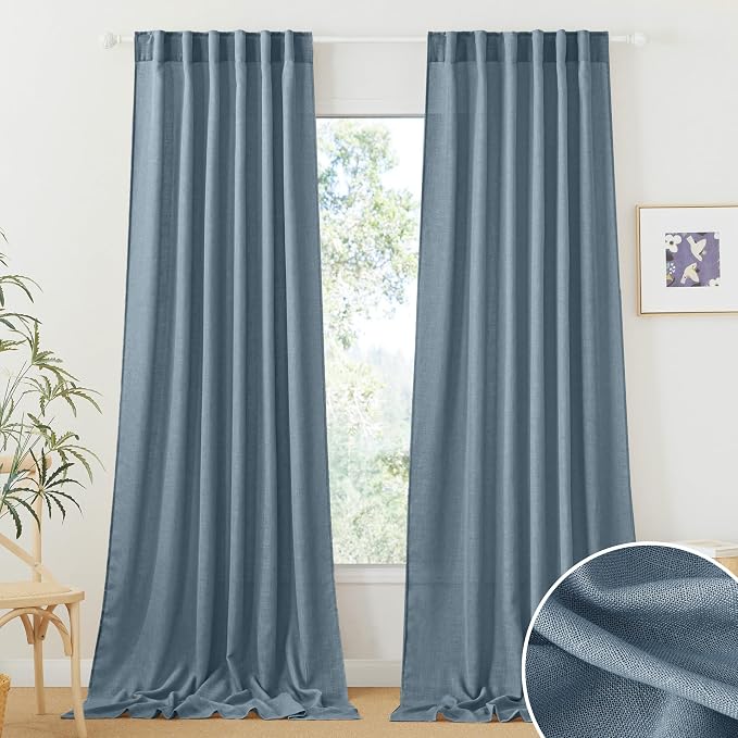 RYB HOME Linen Curtains 102 inch Length by RYBHOME