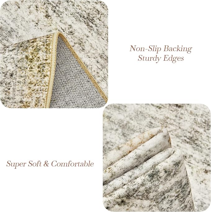5x7 Area Rugs Gray Rust Low Pile Indoor Washable Trendy Faded Style Rugs - Image 5