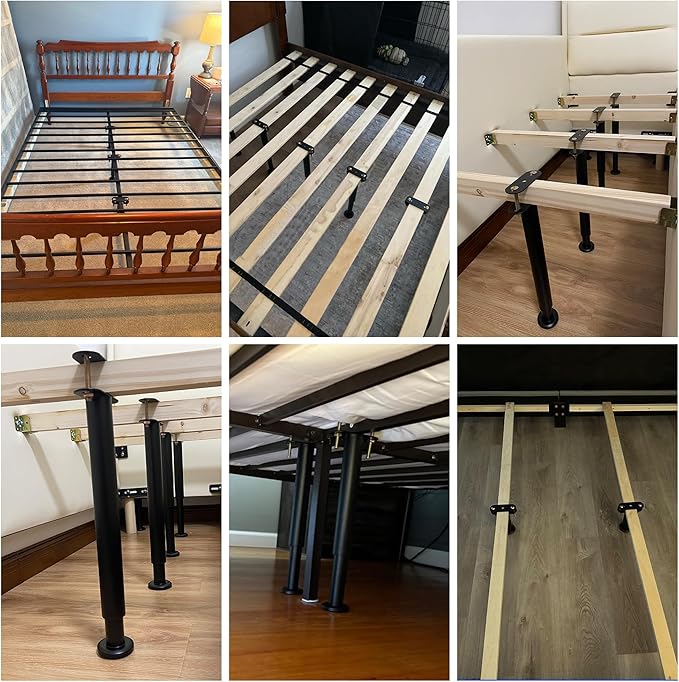 Adjustable Height Bed Support Legs 13.8-23.6 inch, Bed Frame Center Support Legs for Bed Frame/Bed Center Slat/Furniture, Heavy Duty Metal Bed Replacement Legs Bed Slats Support Legs, Upgraded Version