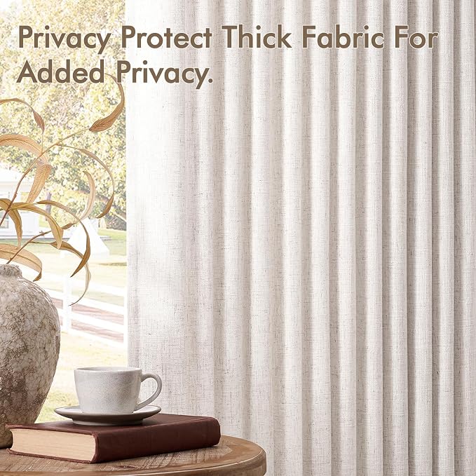 MIULEE Pinch Pleated Thick Linen Curtains 92 Inches Long 2 Panels - Image 7
