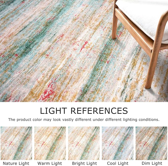 KOZYFLY Washable Area Rug 5x7 Modern Ombre Thin Rugs - Image 4