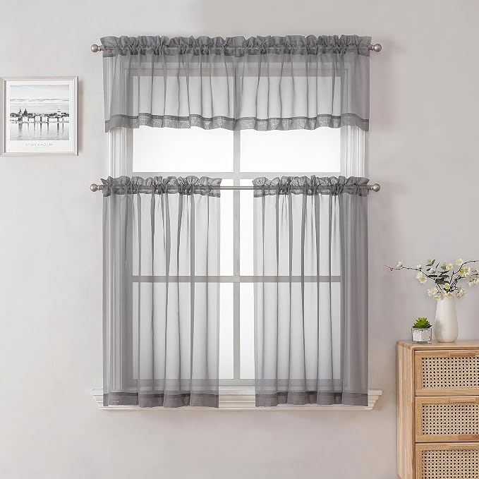 Lecloud Charcoal Grey Sheer Valances - Image 7