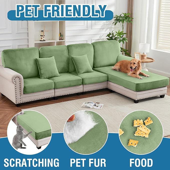 Couch Cover Stretch Velvet Sofa Cushion Cover 3-Piece - Image 4