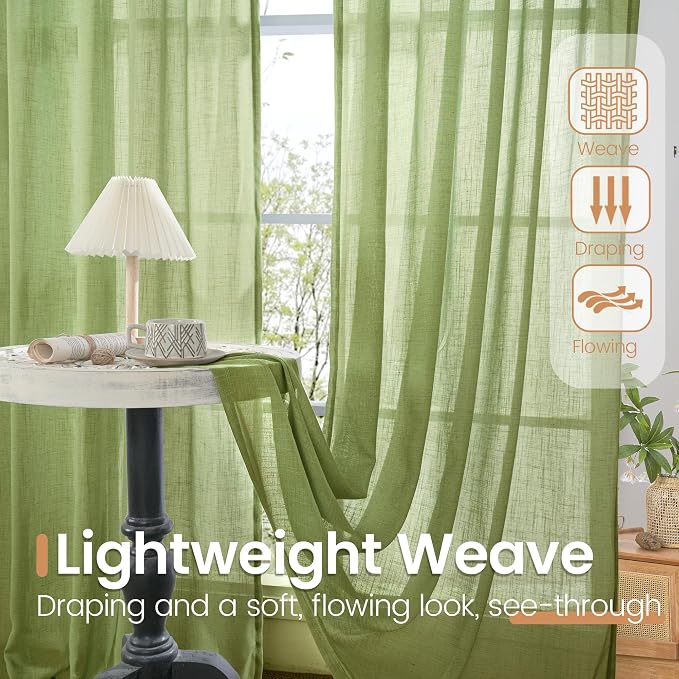 BGment Short Olive Green Curtains 36 Inch Length - Image 4