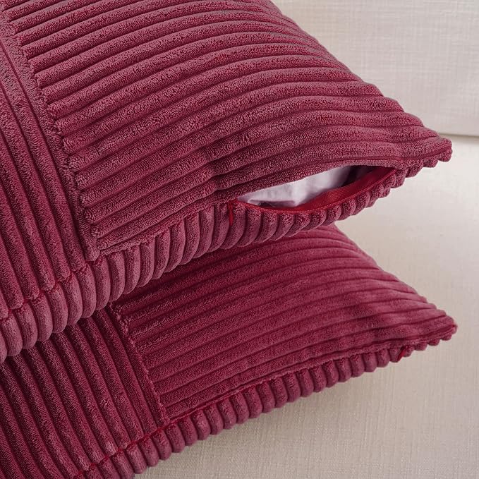 Fancy Homi 2 Packs Burgundy Euro Decorative Throw Pillow Covers 26x26 Inch - Image 4
