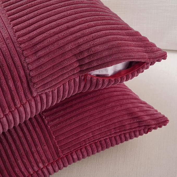 Fancy Homi 2 Packs Burgundy Decorative Throw Pillow Covers 22x22 Inch - Image 4