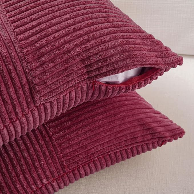 Fancy Homi 2 Packs Burgundy Euro Decorative Throw Pillow Covers 28x28 Inch - Image 4