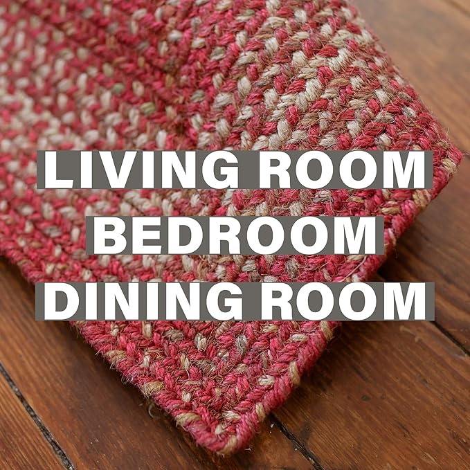 Homespice Apple Pie Jute Red 4x6' Braided Rugs Oval Rugs for Living Room, Bedroom Rug and Dining Room. Pet Friendly. Decor Styles- Farmhouse Rug, Rustic, Vintage, Primitive, Country, Boho Rug