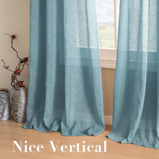 H.VERSAILTEX Linen Curtains Nickel Grommet Natural Linen Semi-Sheer Curtains 2 - Image 7