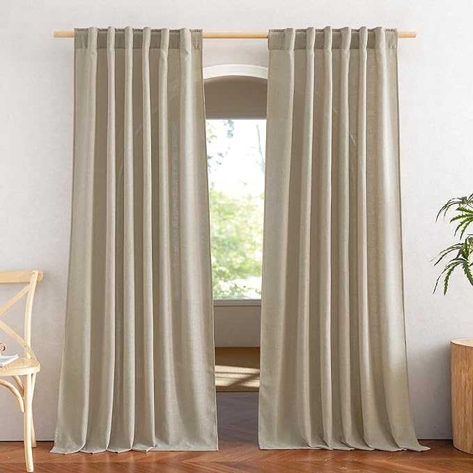 NICETOWN Taupe Curtains 84 inch Length 2 Panels Set, Rod Pocket & Back Tab by NICETOWN