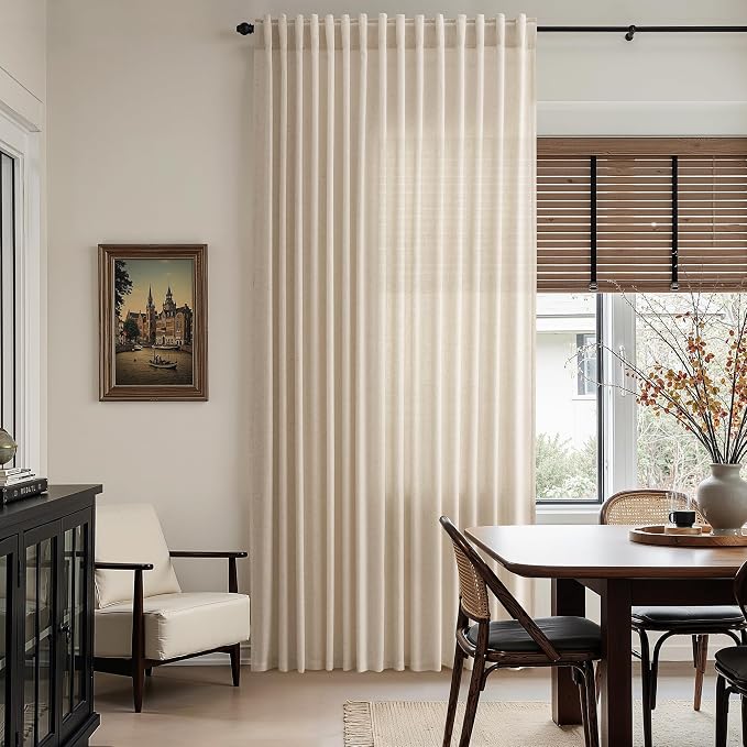 Nanspring Grey Flax Linen Curtains 84 Inch Length 2 Panels Set - Image 6