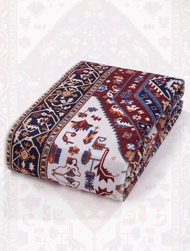 SERISSA Boho Washable Runner Rug, 2x5 Rug Runner Non-Slip Vintage Burgundy Navy - Image 7