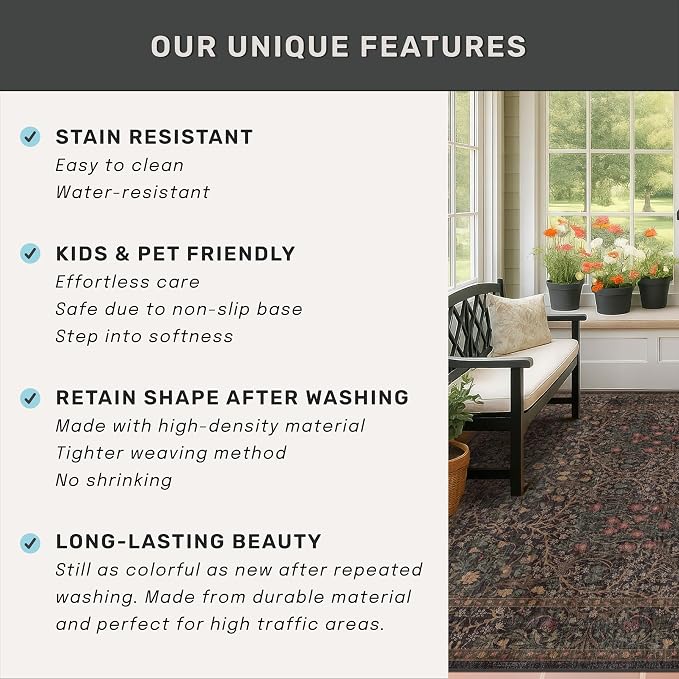 Dark Brown Washable 2x6 Runner Rugs - Image 6