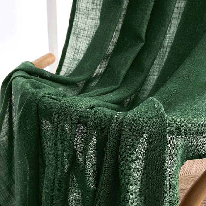 MIULEE Emerald Green Linen Curtains 120 Inches Long - Image 6