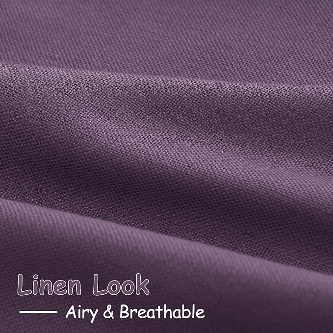 Plum Linen Curtains 102 Inches Long Rod Pocket Back Tab Drapes 2 Panels Set - Image 5