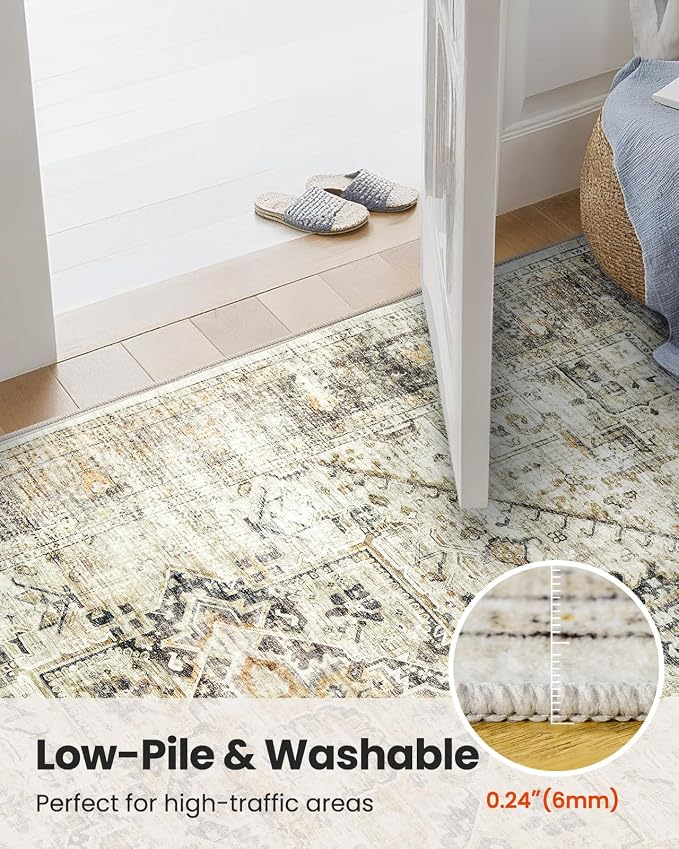AMADA HOMEFURNISHING 5x7 Washable Area Rug, Low-Profile Living Room Rug - Image 7