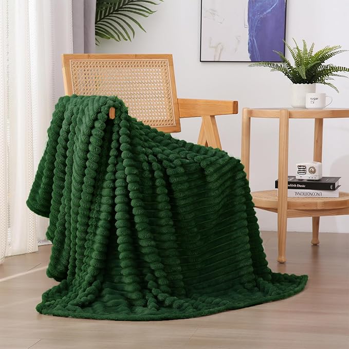 Green Fleece Throw Blanket 50”×60” by linecooo