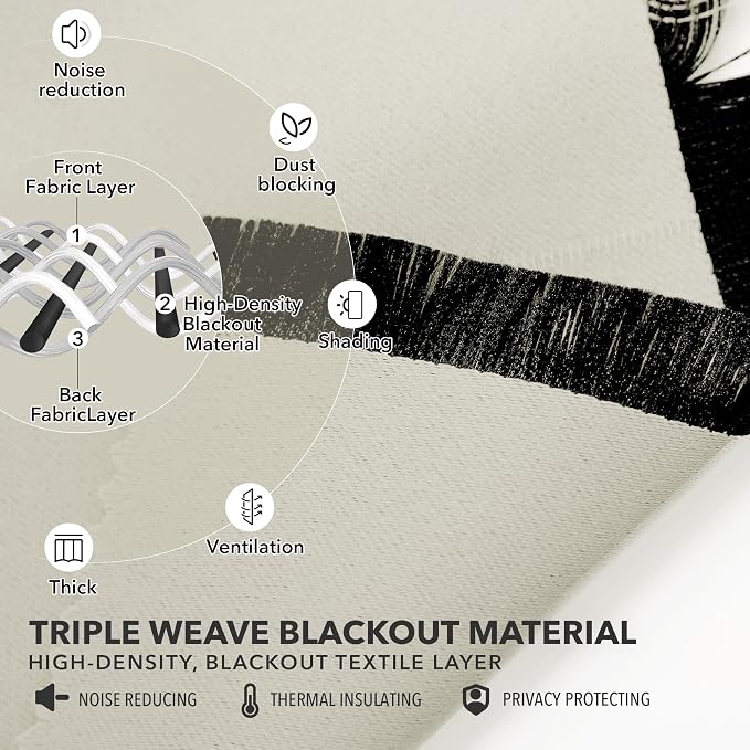 Deconovo Blackout Curtains, Thermal Insulated, W52 x L54 2 Panels, Back Tab - Image 4
