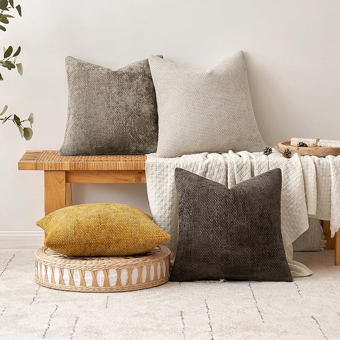 MIULEE Pack of 2 Lumbar Couch Throw Pillow Covers 20x12 Inch Neutral Gold - Image 5