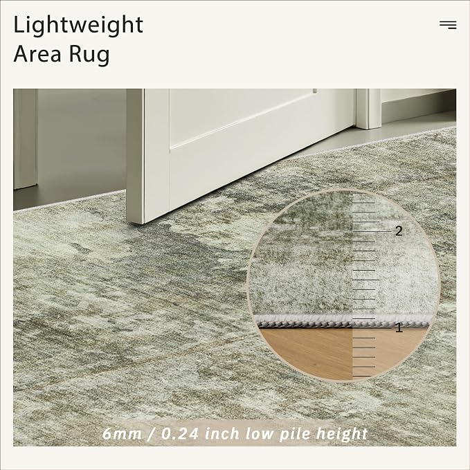 Abstract Rug 8x10 Large Living Room Neutral Modern Washable Area Rugs - Image 7