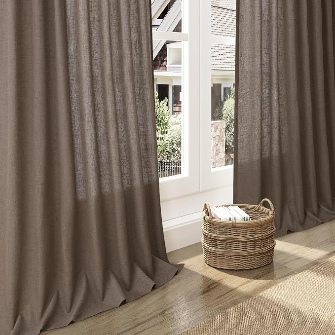 Light Brown Linen Curtains 96 Inches Long - Image 6