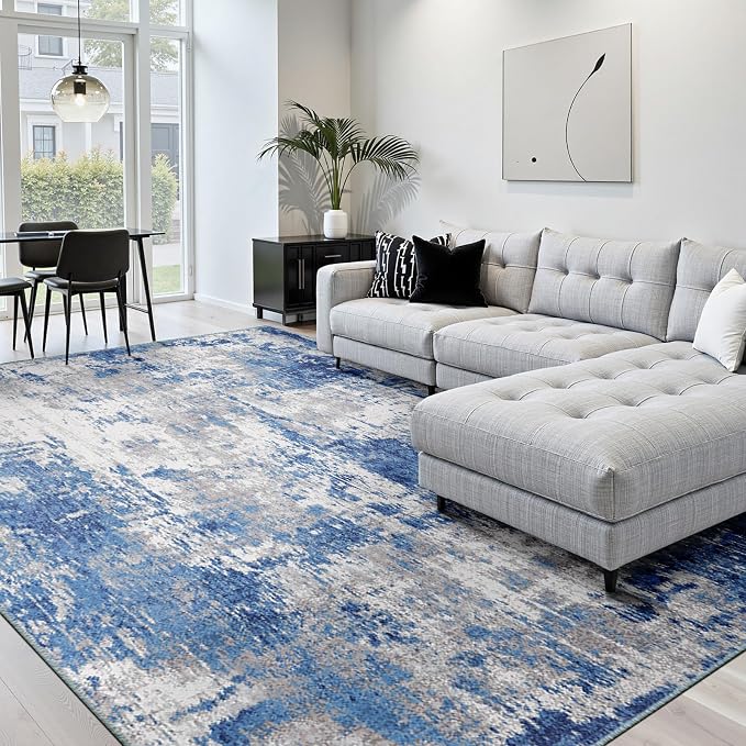 Washable Area Rugs Square 10ft Non-Slip Modern Abstract Soft - Image 8