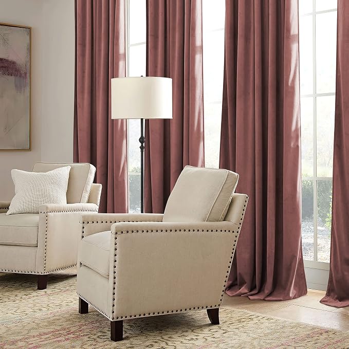 RYB HOME Pink Velvet Curtains 102 inches - Image 6