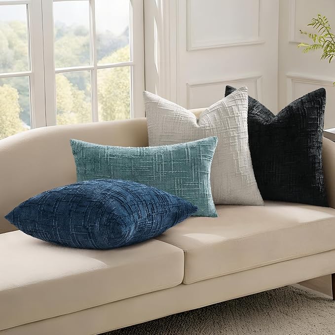 decorUhome Light Grey Chenille Throw Pillow Covers 16x16 Set of 2 Textured Soft - Image 6