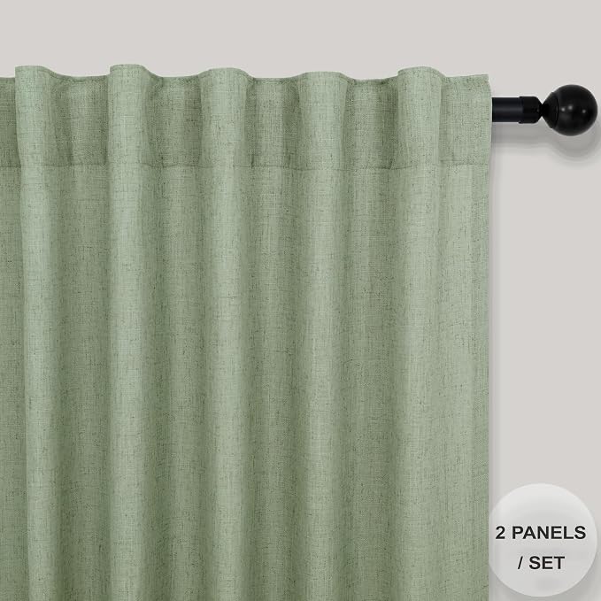 Pitalk Sage Green Curtains 102 Inches Long - Image 2